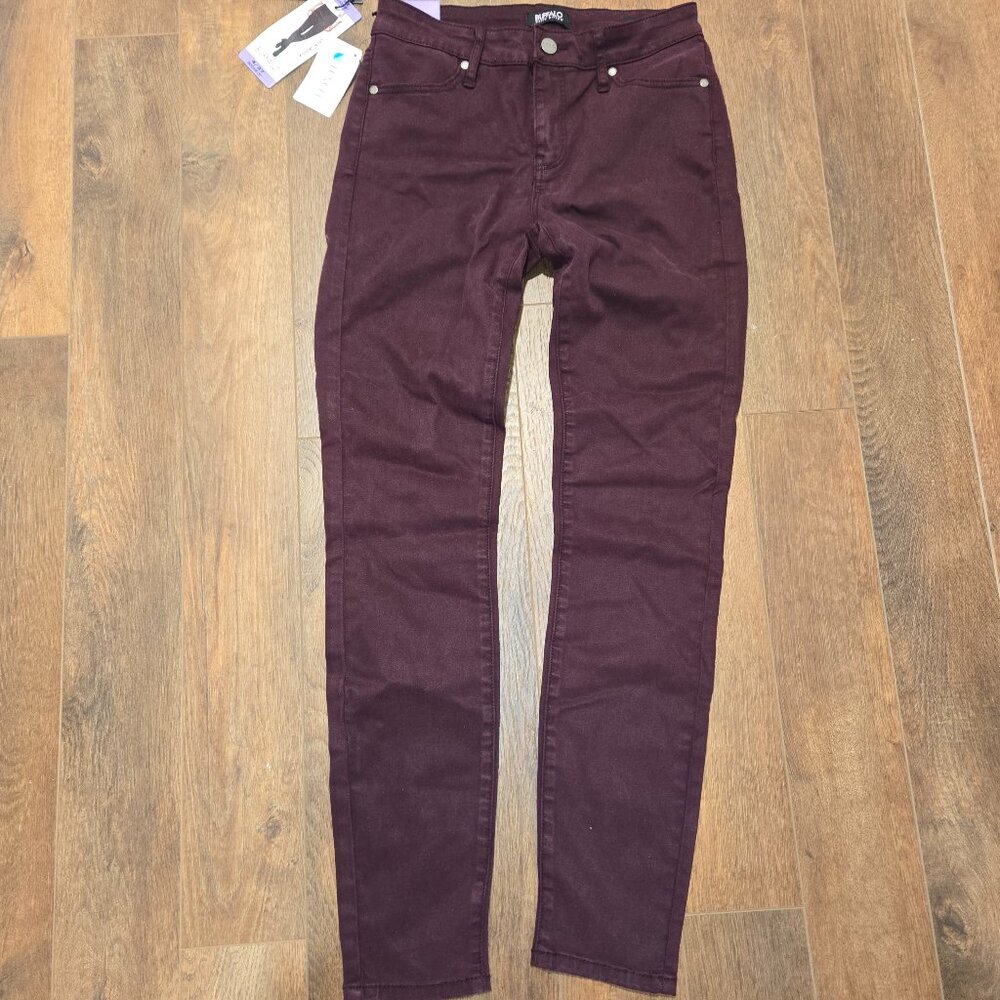 Burgundy mid rise Buffalo David Bitton jeans (and bonus pair in black)